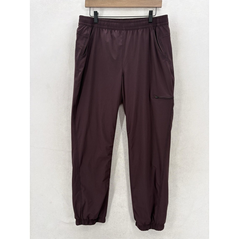 Eddie Bauer Fleece Lined Womens Jogger Pants 12 Purple 4-Way Stretch Hiking Camp